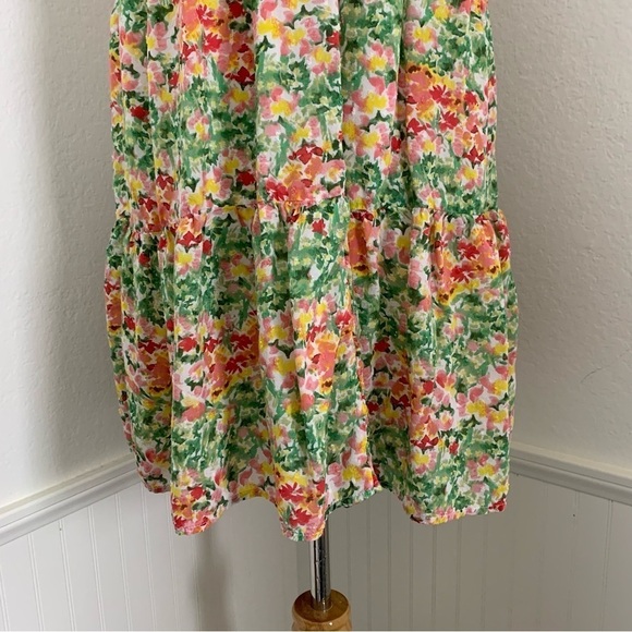 Loft Floral Tiered Peasant Swiss Dot Dress Women’s M Modal Sundress Watercolor - Picture 5 of 17